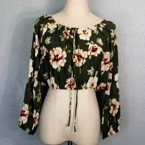 SHELLY Cropped BOHO Long Sleeve Top Size S